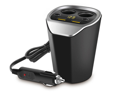 Multi power cup with USB for car