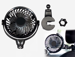 Rechargable car fan with headrest mount